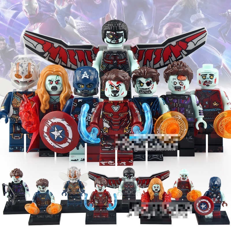 Marvel Comics What If Zombies Iron Man Falcon Scarlet Witch Wasp 8 Minifigures