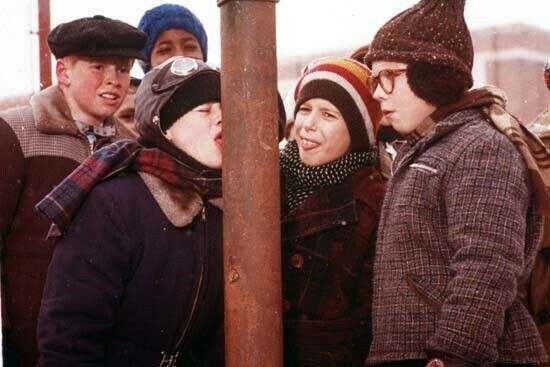 Show full-size image of A Christmas Story the Triple Dog Dare lick the flagpole scene 12x18 inch Poster