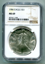 1986 American Silver Eagle Ngc MS69 Brown Label Premium Quality Nice Coin Pq - $99.95