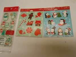 New Lot 3 packs Puffy Hallmark Christmas Holiday Stickers Snowman Pengui... - $10.88