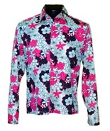 $120 New Touchbase Men Flower Print Long Sleeves Front Buttons Dress Shi... - $21.77