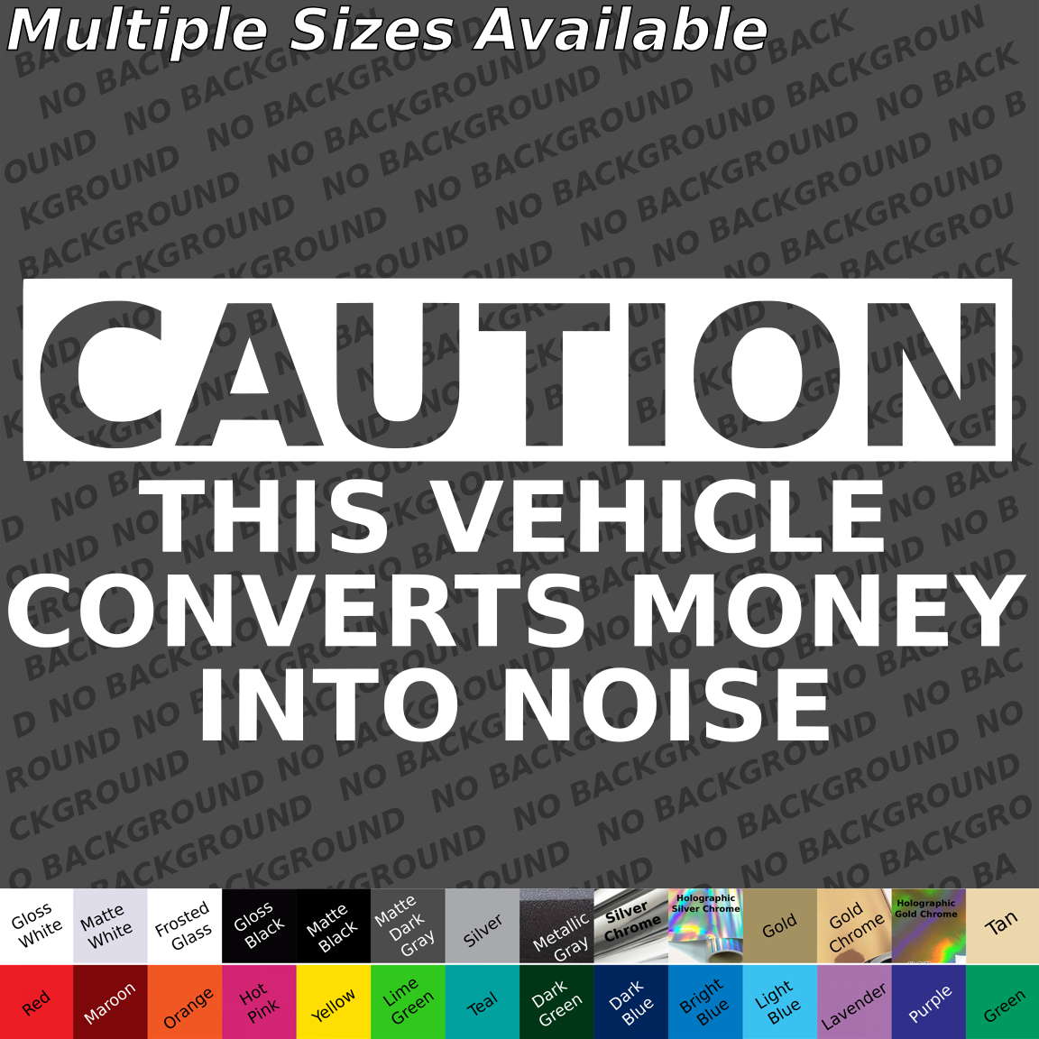 Caution this vehicle converts money to noise custom decal sticker diesel loud