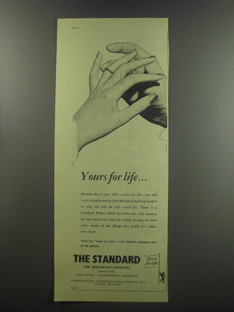 1955 The Standard Life Assurance Advertisement Yours for life 198089