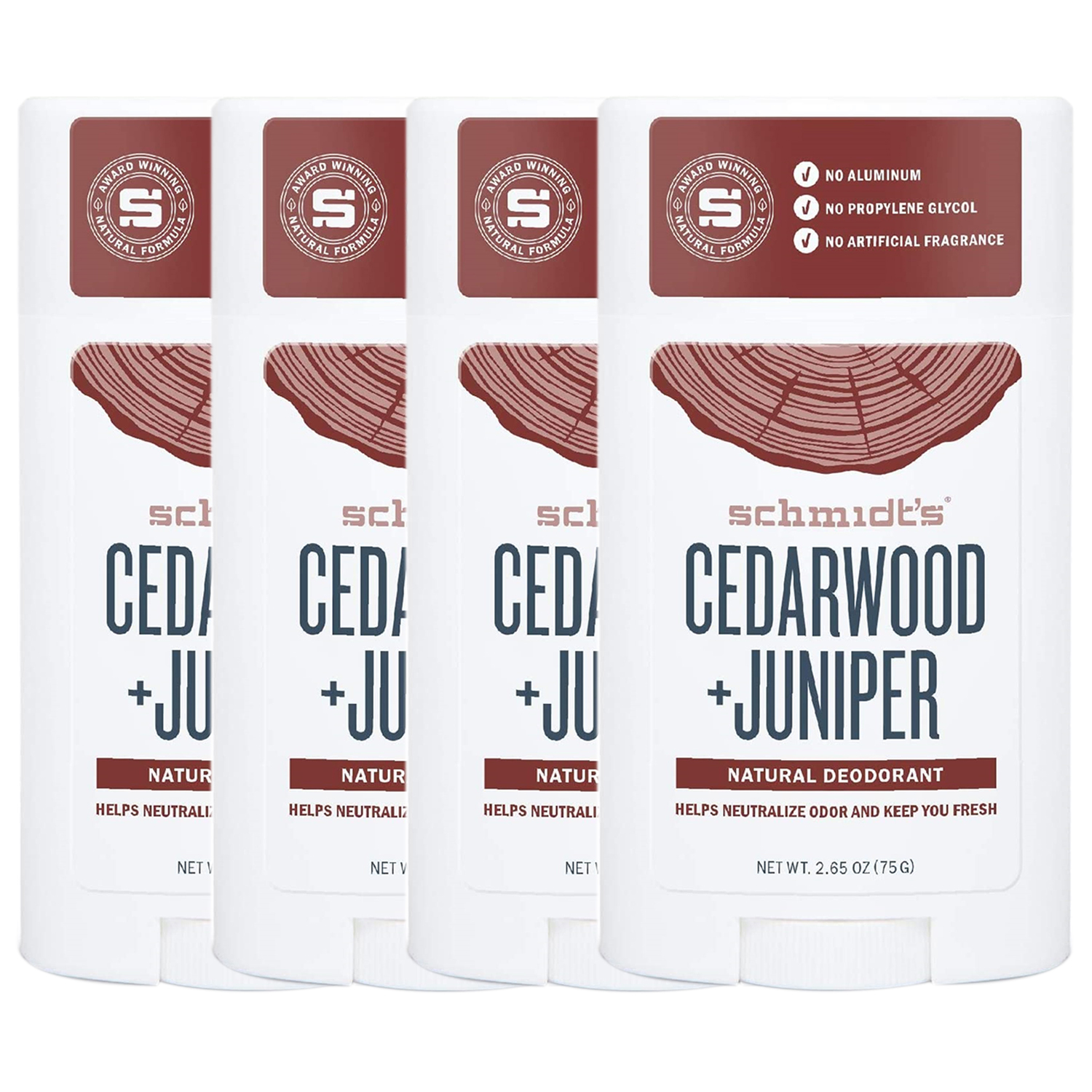 4-New Schmidt's Deodorant - Natural Deodorant Cedarwood + Juniper - 2.65 oz. by