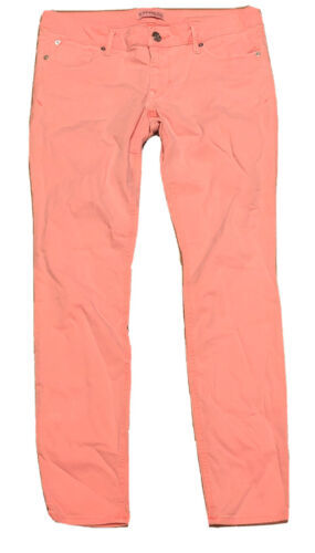 Bright Pink Peach Coral Express Skinny Jeans Stretch 32 X 30 Size 10