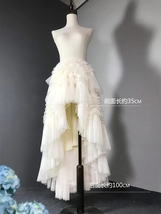 CREAM High Low Tulle Skirt Party Skirt Plus Size Hi-lo Ruffle Layered Tutu Skirt image 2