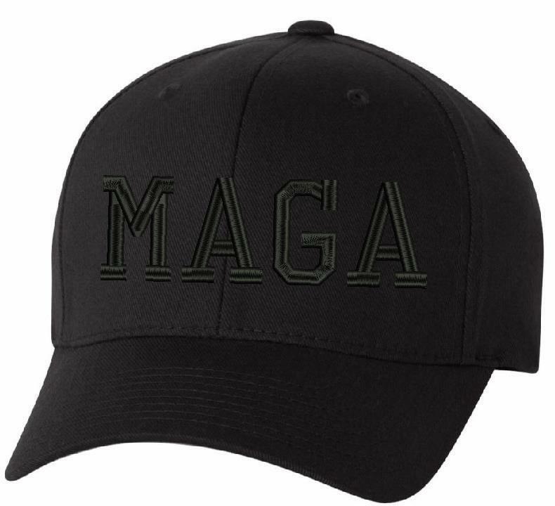 Make America Great Again Flex Fit Black Hat - BLACKOUT MAGA WITH TRUMP ...