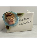 Napco Vintage Best wishes on the new arrival baby vase container kitsch ... - $18.69