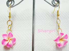 Plumeria-Pink Ribbon Dangle Earrings - $9.99