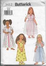Butterick 3412 Girls Special Dresses, Gown, Birthday, Flower Girl, Sizes 6 7 8 - $12.00
