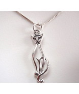 Sitting Contented Cat Necklace 925 Sterling Silver Corona Sun Jewelry Kitty - $69.29