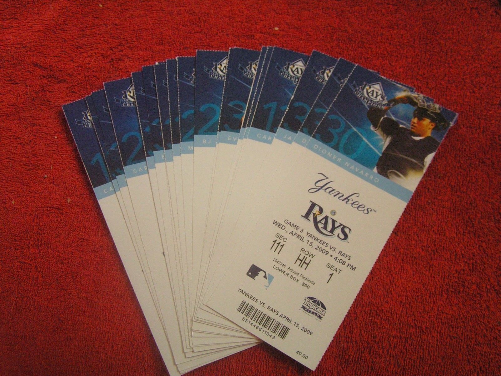 MLB 2009 Tampa Bay Rays Full Unused Ticket and 13 similar items
