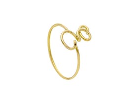 18K YELLOW GOLD SMOOTH WIRE 1mm RING, LETTER INITIAL E LENGTH 10mm 0.4" image 1
