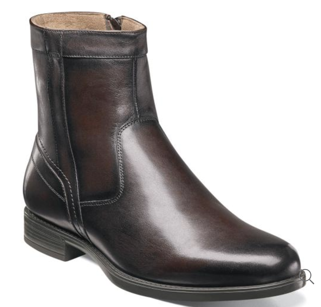 Mens high Top Florsheim Midtown Plain Toe Zipper Boot Classic Brown 12140-200