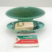 Vintage Singer Sewing Machine Buttonholer Jadite Green Oval Case Manual 489500 - $32.20