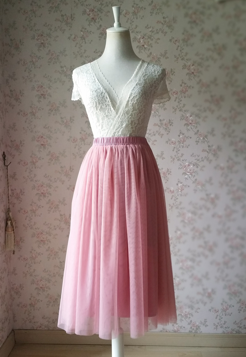 dusty rose midi skirt