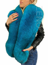 Blue Fox Fur Stole 70' Saga Furs Ocean Blue Fur Tails / Wristbands / Headband image 7