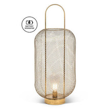 Barrel Style Lantern Lamp LED Tall Mesh Style 22.5" High Metal Gold