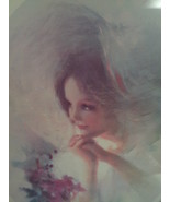 Home Interiors Picture Victorian Woman in Bonnet with Flowers Homco - $99.95