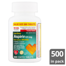 CVS Health Low Dose Aspirin Enteric Coated Tablets 81 mg 500 CT - $18.69