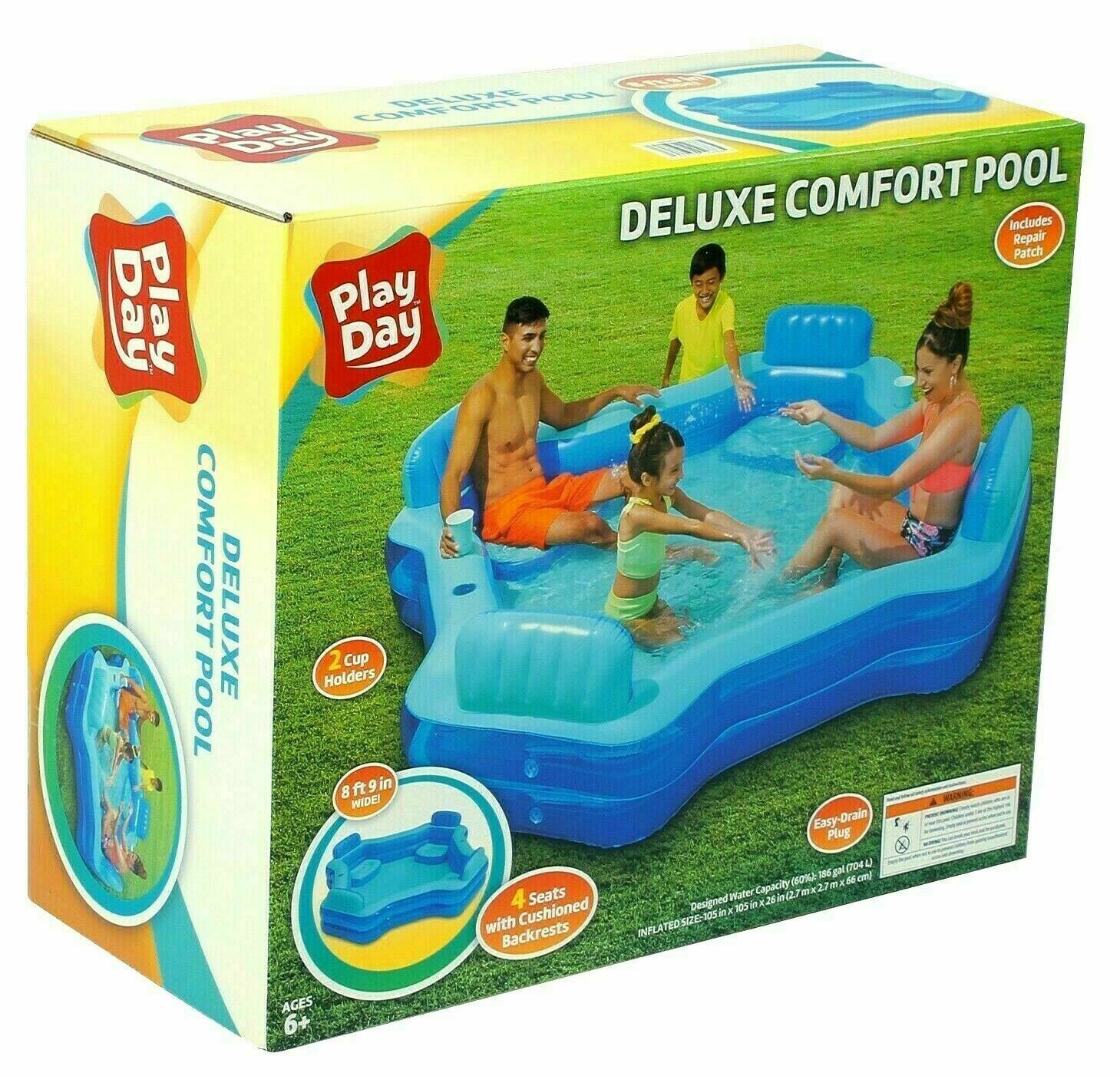 play day play day inflatable deluxe comfort family pool