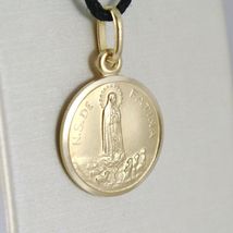 18K YELLOW GOLD OUR SENORA LADY OF FATIMA, VIRGIN MARY ROUND MEDAL, ITALY, 13 MM image 3