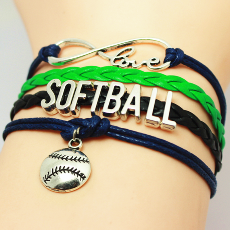 Infinity Love Softball Pendants Charms Wrap Bracelet Softball Team