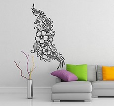 ( 41'' x 79'') Vinyl Wall Decal Henna Pattern with Flowers / Tattoo Design Art D - $83.30