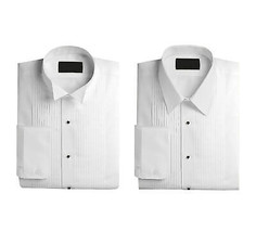 Pre-Owned Men's Tuxedo Pleated Dress Shirts Wingtip & Laydown Collar