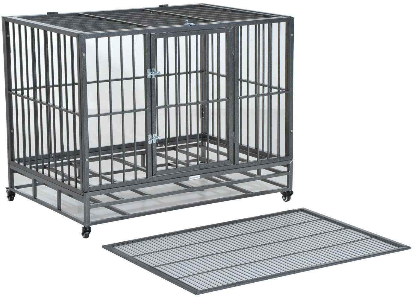 Rolling Dog Crate Heavy Duty Portable Pet Kennel Large Travel Cage With