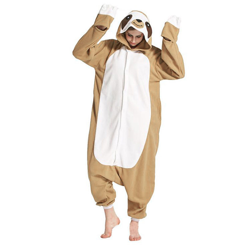 Adults' Sloth Onesie Pajamas Polar Fleece Brown Cosplay For Men and ...
