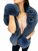 Fox Fur Boa 70' (180cm) + Tails as Wristbands / Headband Saga Furs Bluish Stole image 4