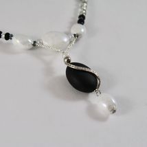 NECKLACE ANTIQUE MURRINA VENICE WITH MURANO GLASS BLACK AND WHITE , ADJUSTABLE image 3