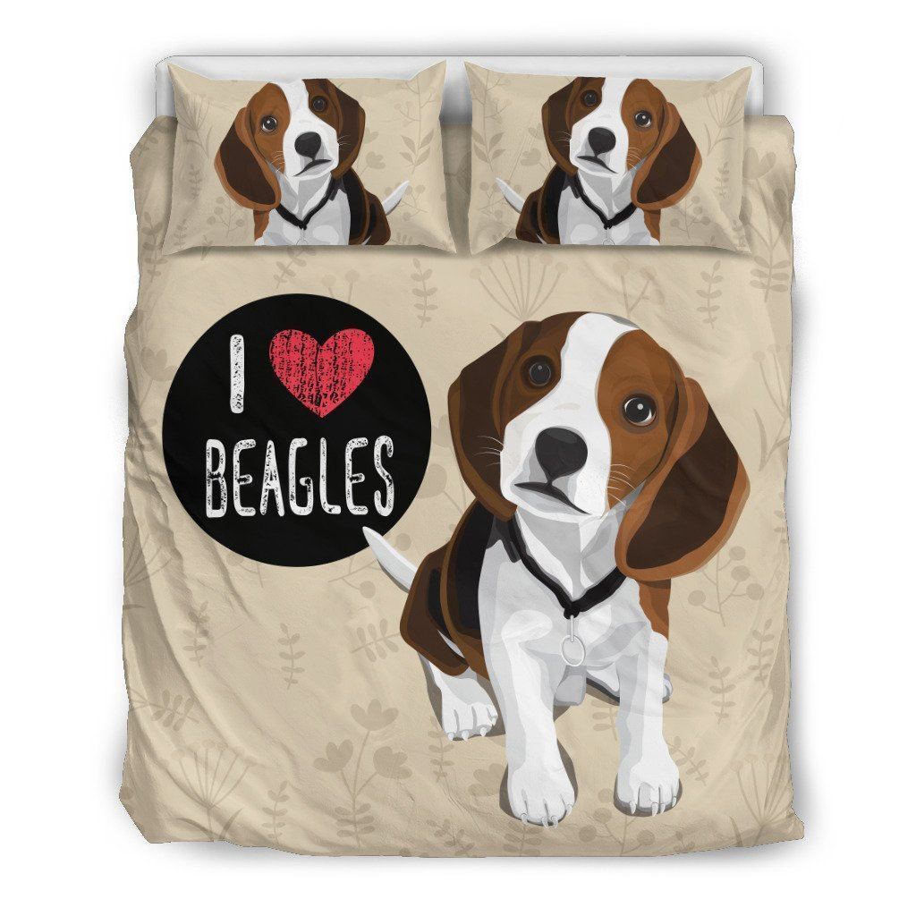 I Love Beagles Bedding Set for Lovers of Beagle Dogs Athletic
