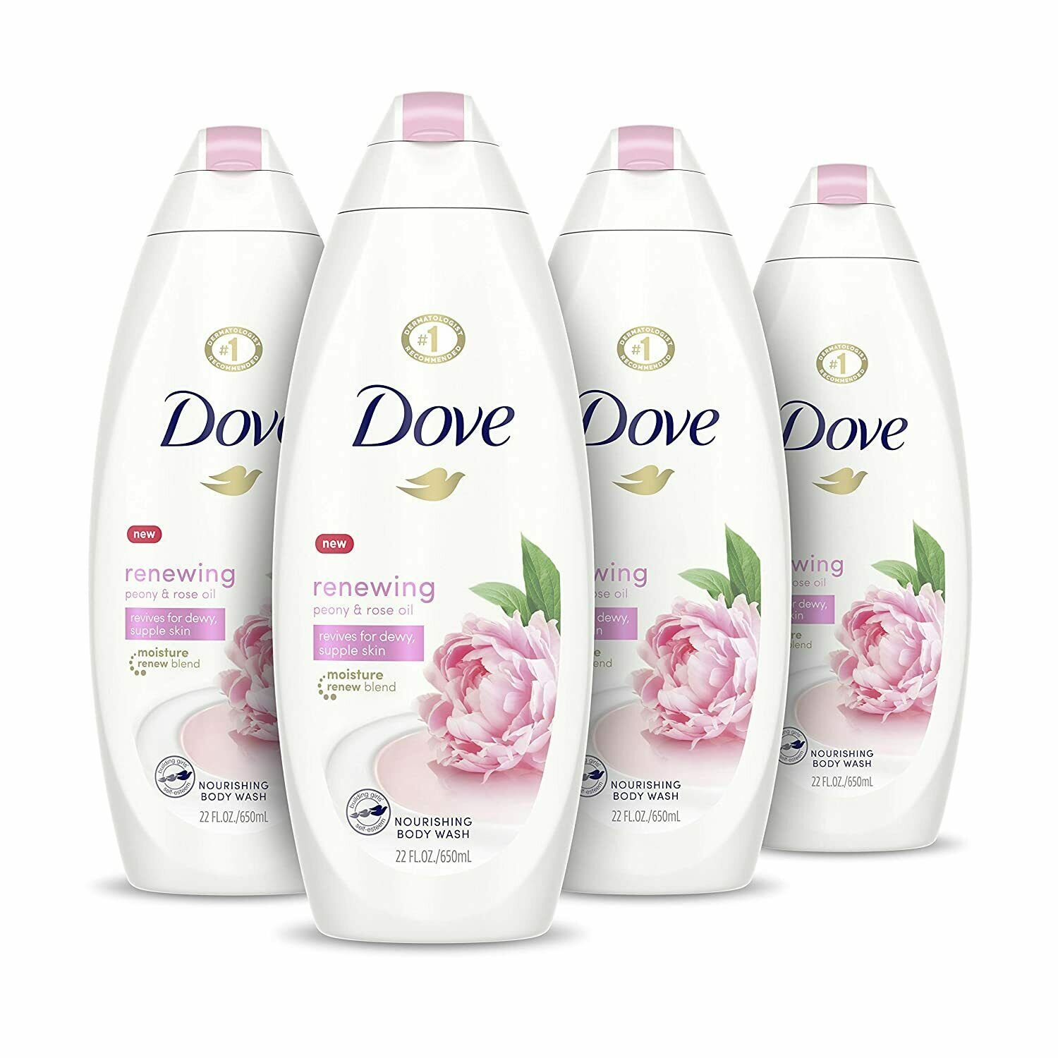 Primary image for 4 PACK DOVE BODY WASH PEONY & ROSE OIL EFFECTIVELY WASHES AWAY BACTERIA  