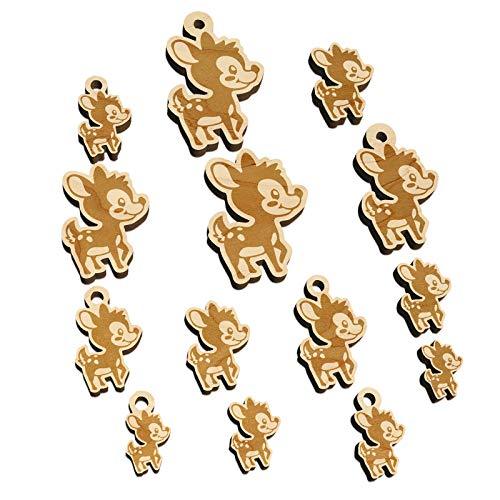 Adorable Baby Deer Fawn Mini Wood Shape Charms Jewelry DIY Craft - 30mm (6pcs) -