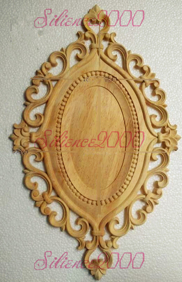 New Unpainted Wood Carved Onlay Applique Furniture Home Decoration