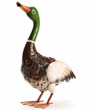 Mallard Duck Statue Iron w Textural Detailing 19" High Wild Bird Farm Animals - $89.09