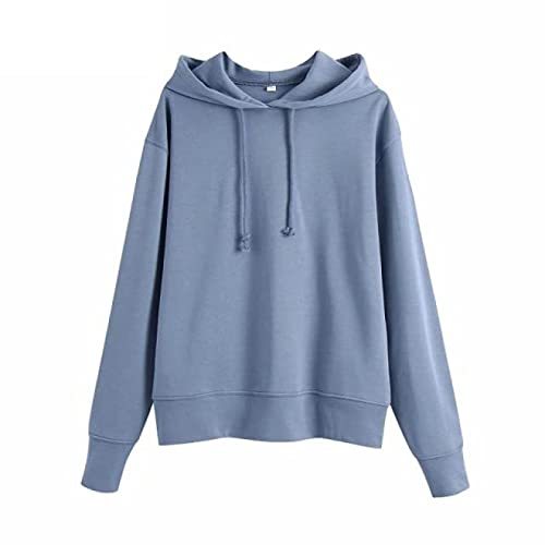 Solid Color Casual Sweatshirts Female Basic Drawstring Knitted Hoodies Chic Hood