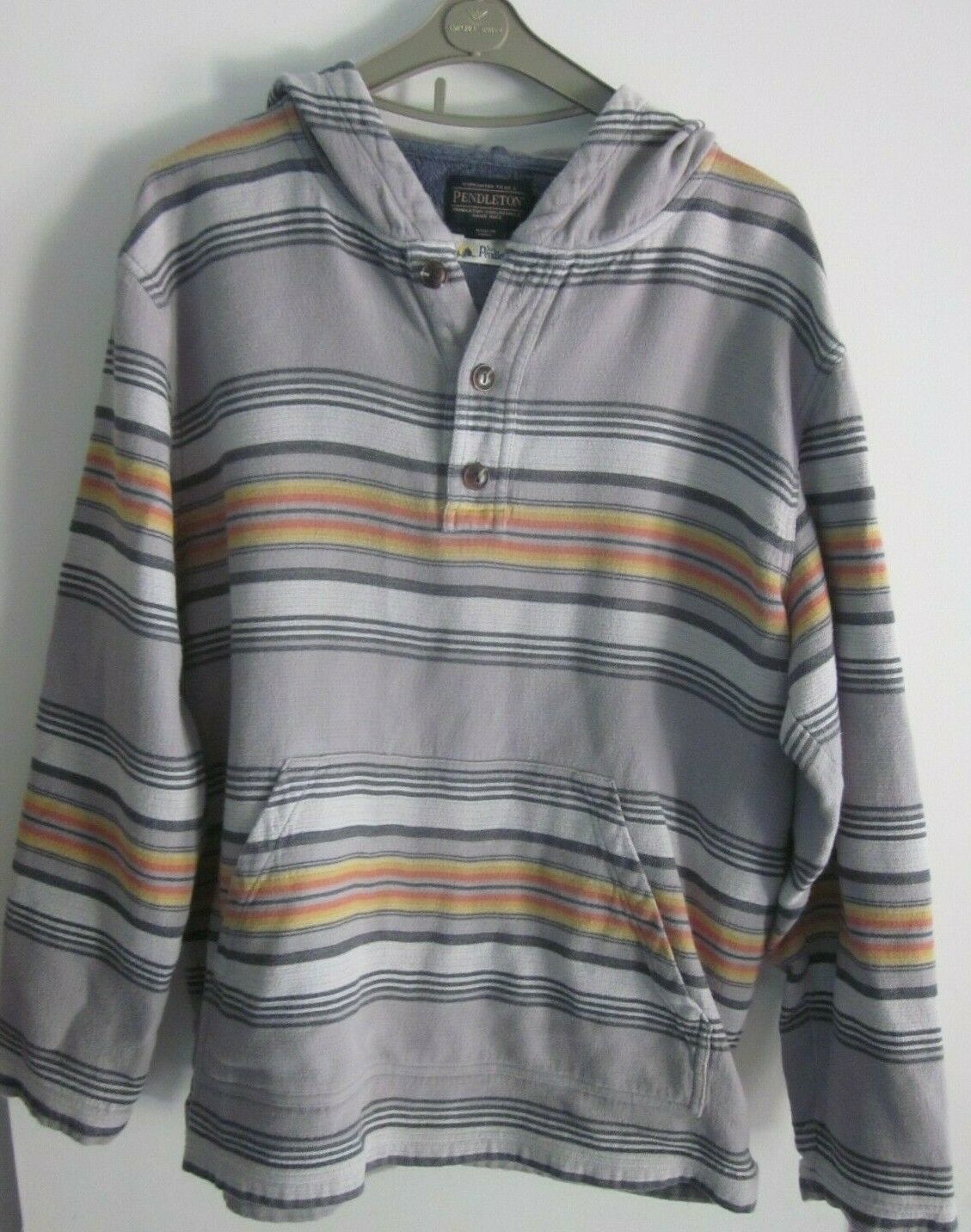 Surf Pendleton Mens Size M Sweatshirt Pullover Gray Striped Hoodie ...