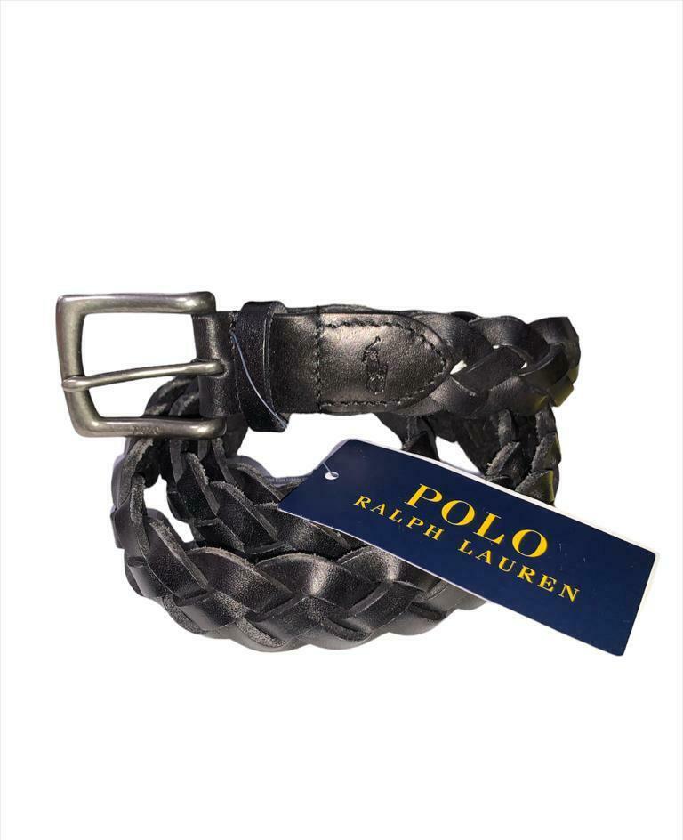 Polo Ralph Lauren BLACK Women's Braided Calfskin Belt, US X-Large