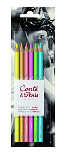 Conté à Paris Pastel Pencils with 6 Count Assorted Bright Colors,50114