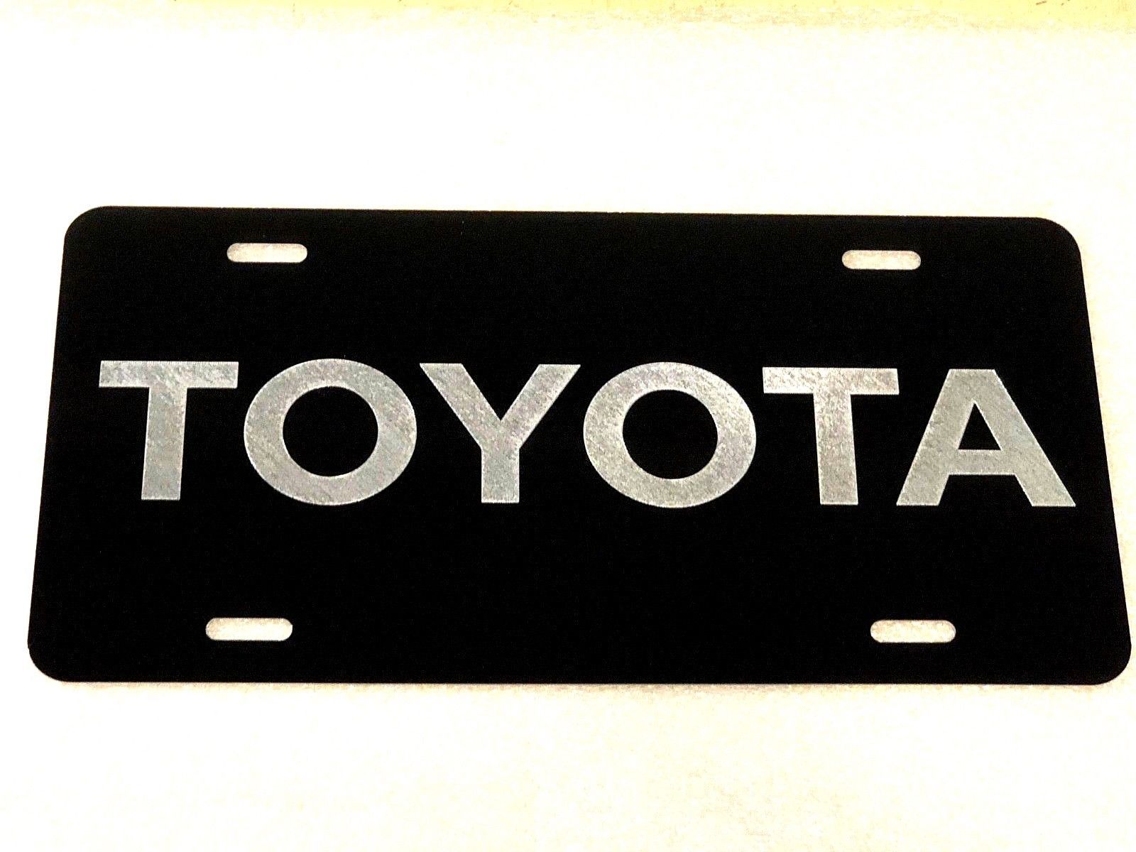 Toyota 2 Car Tag Diamond Etched on Black Aluminum License Plate