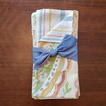 C&F Kylie Napkins, set of 4 reversible cloth napkins, colorful floral stripes image 1