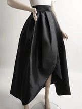 BLACK Pleated Taffeta Skirt A-line Black Slit Holiday Skirt Outfit Custom Size image 5