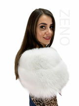 Arctic Fox Fur Shawl 47' Extra Wide Collar Pure White Stole Fur Wrap With Ribbon image 4