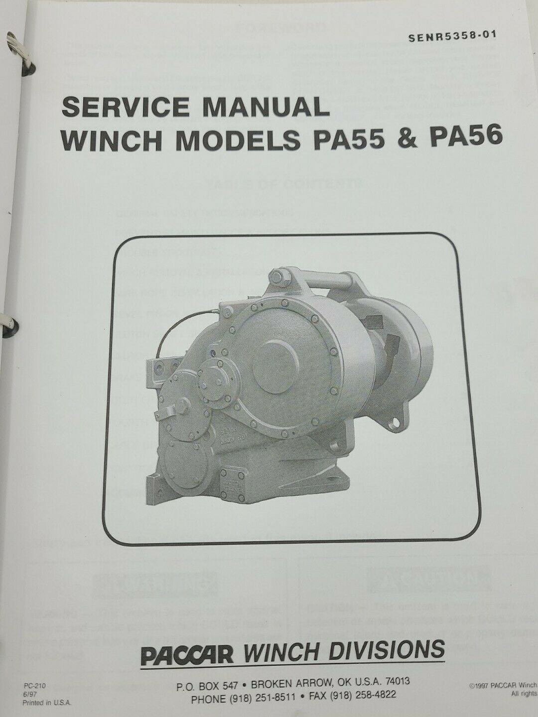 Paccar PA55 & PA56 Winch Service + Maintence + Parts Manuals Heavy