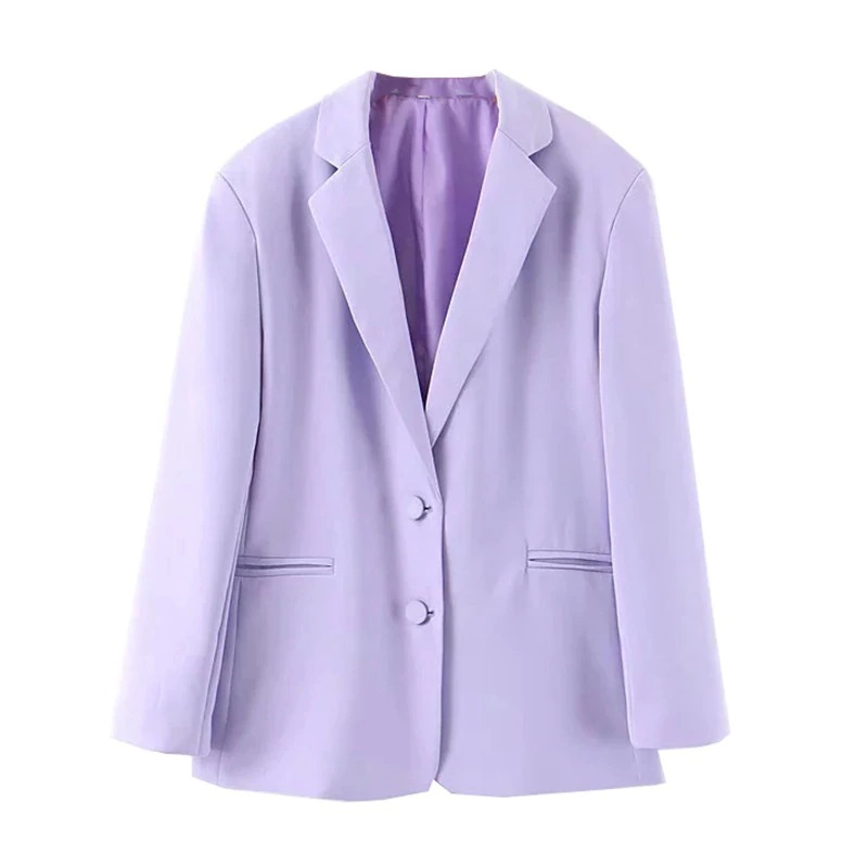 New lilac long sleeve double button women purple blazer with pockets ...