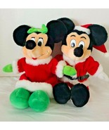 Disney Holiday Minnie And Mickey Mouse Winter Outfits Plush Made in Kore... - $48.50