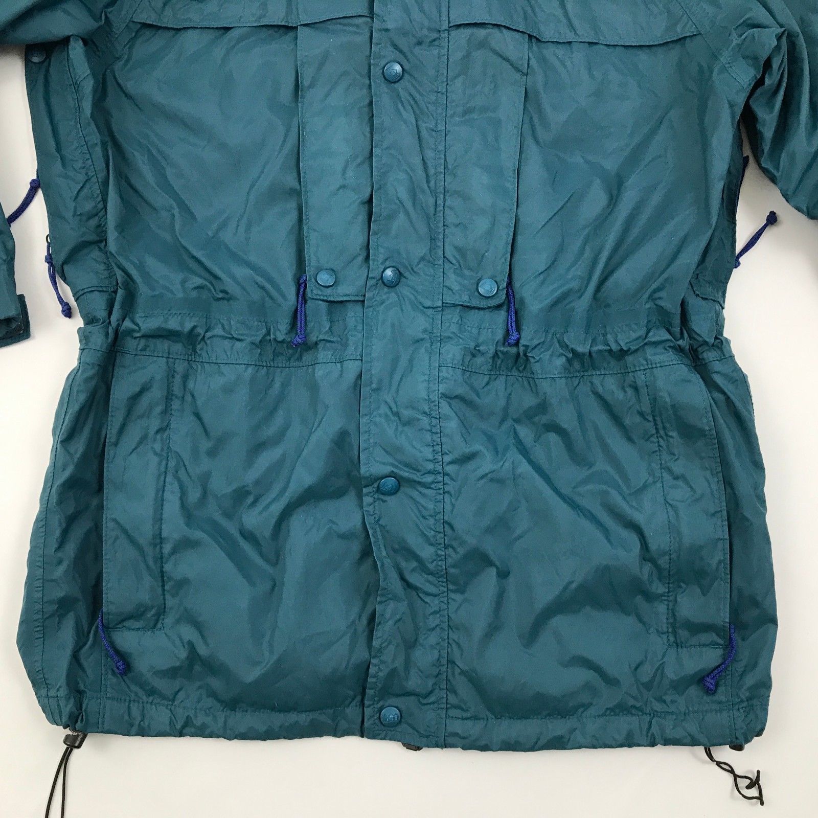 Vtg REI ELEMENTS Jacket Green Rain Parka Size M Medium WATERPROOF